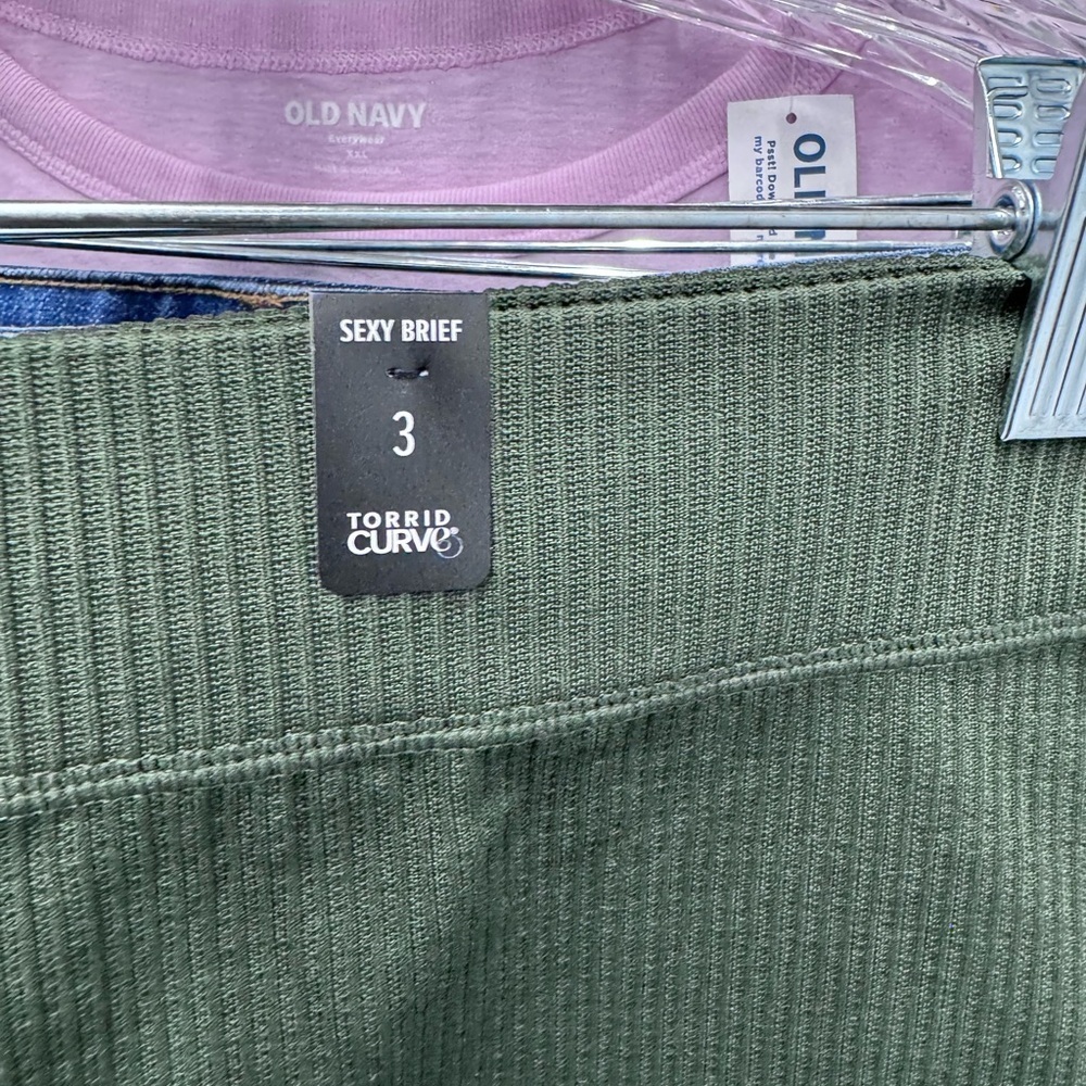Torrid | High Waist Ribbed Panties in Olive Green | size 3 - Picture 2 of 4
